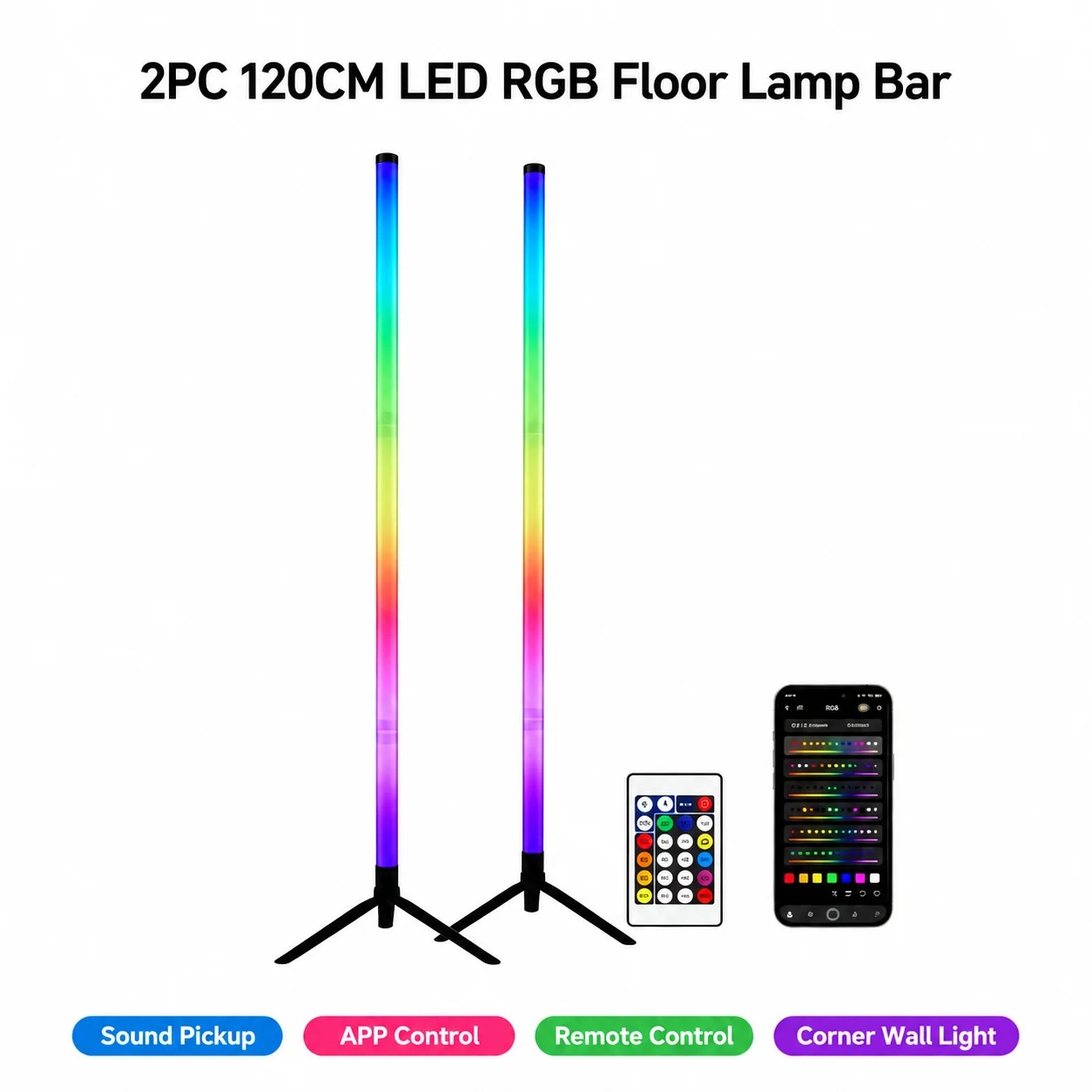 Lighting Decor Room - 2 Pack RGB LED Corner Floor