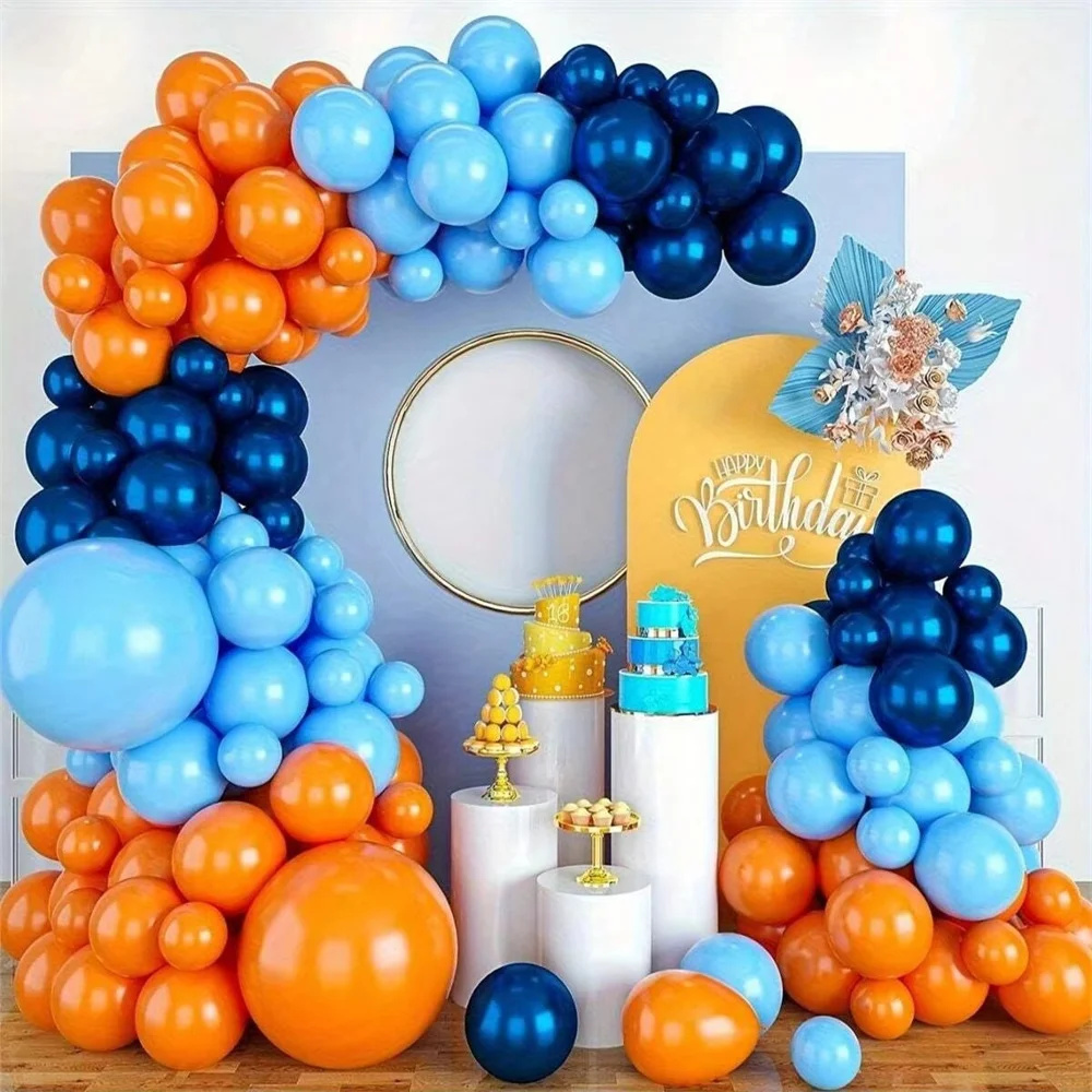 Orange Lighting Decor - 94Pcs Blue Balloon Flower Arch Kit,