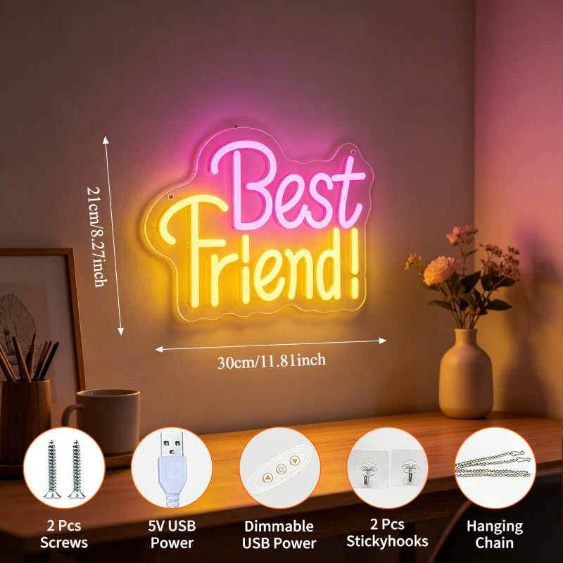 Best Friend Neon Light Sign Di - Bedroom Lighting Decor Ideas ulasan dan harga