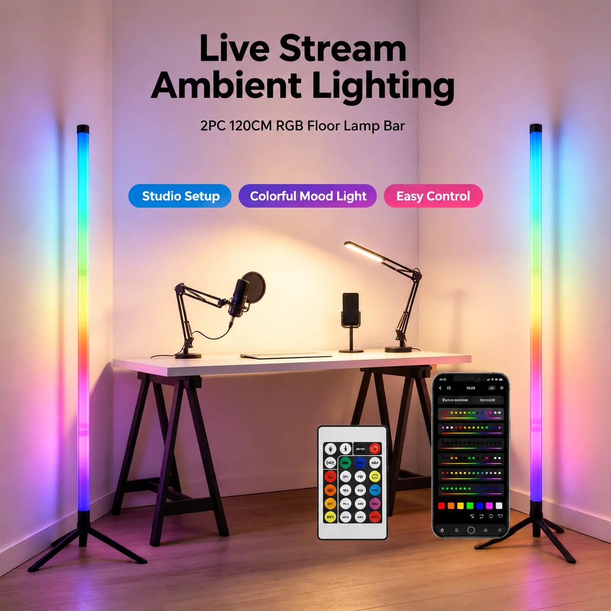 2 Pack RGB LED Corner Floor La - Lighting Decor Room ulasan dan harga