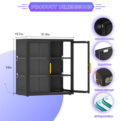 Display Cabinet with Glass Doo - Lighting & Home Decor Studio ulasan dan harga