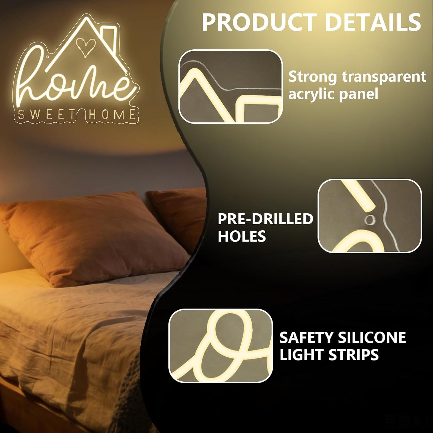 Sweet Home Neon Sign USB Dimma - Lighting Decor Room ulasan dan harga