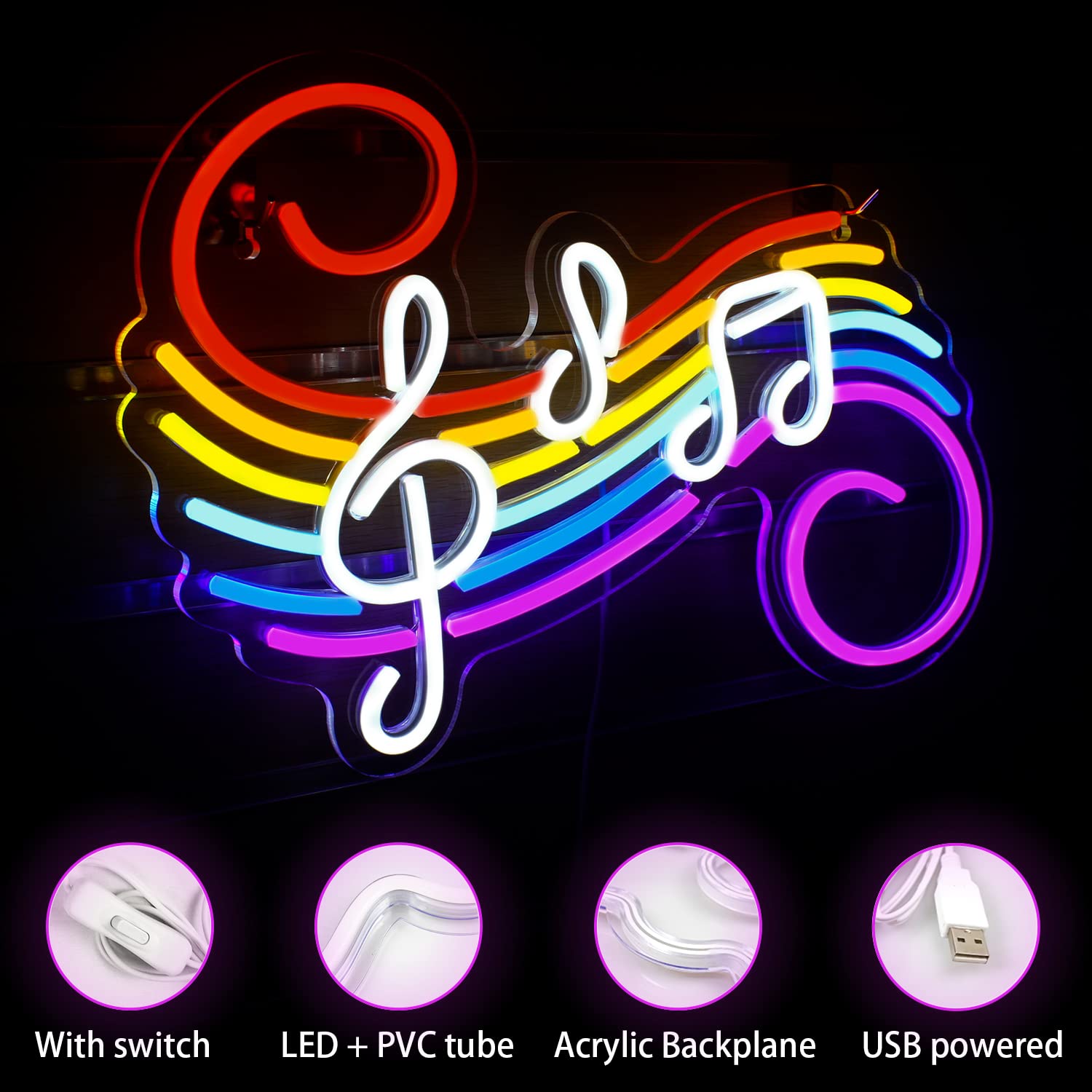 Music Notes Neon Sign Customiz - Lighting Decor For Wedding ulasan dan harga