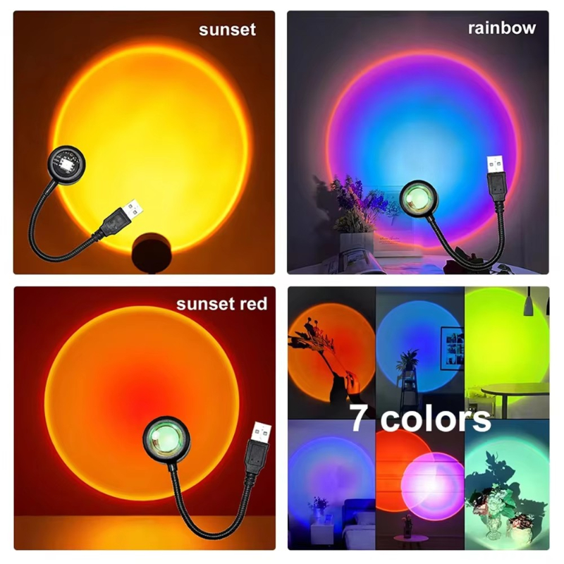 1-4pcs Sunset Lamp LED Rainbow - Sunset Lamp Projection ulasan dan harga