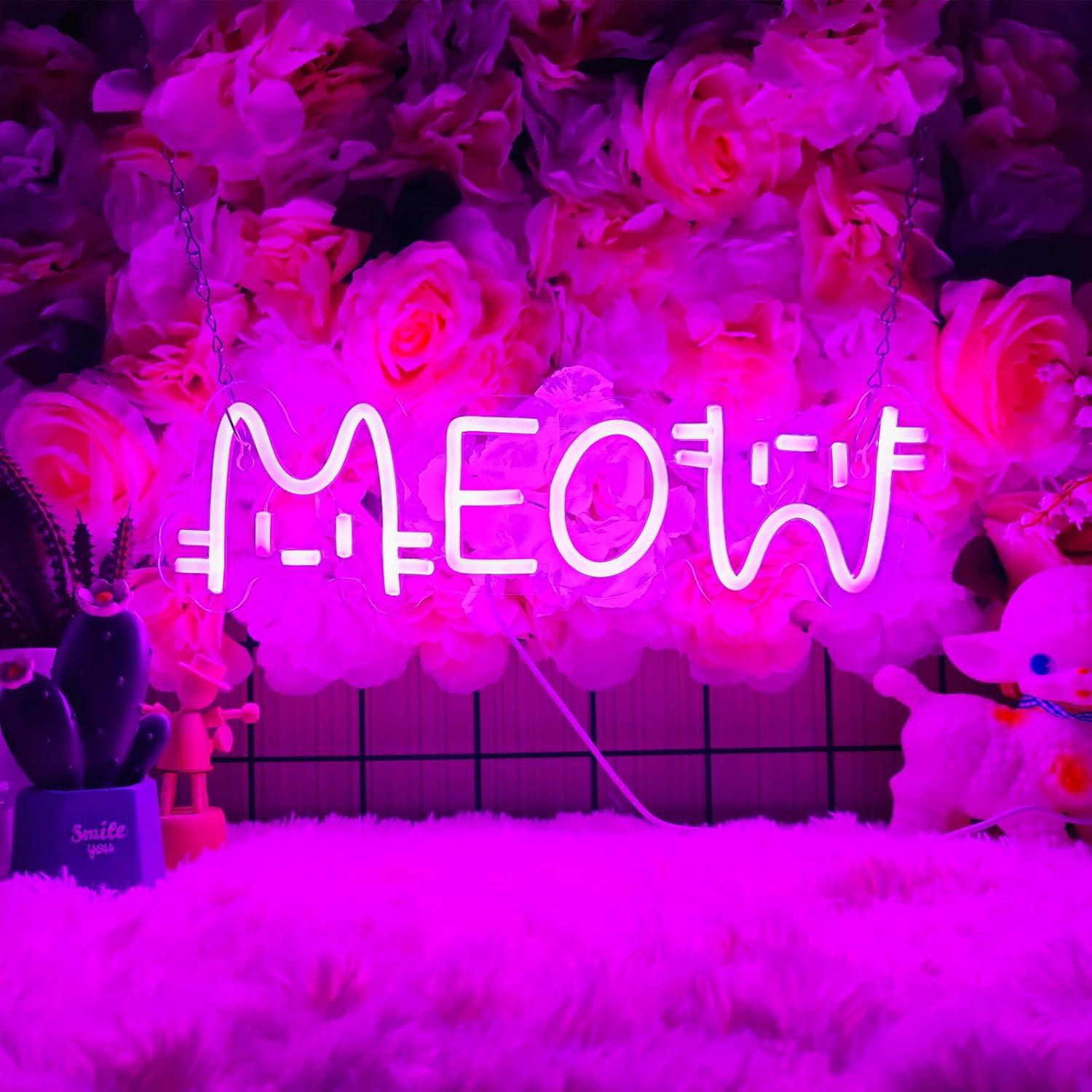 Meow Neon Sign Cat USB Powered - Lighting Decor For House ulasan dan harga
