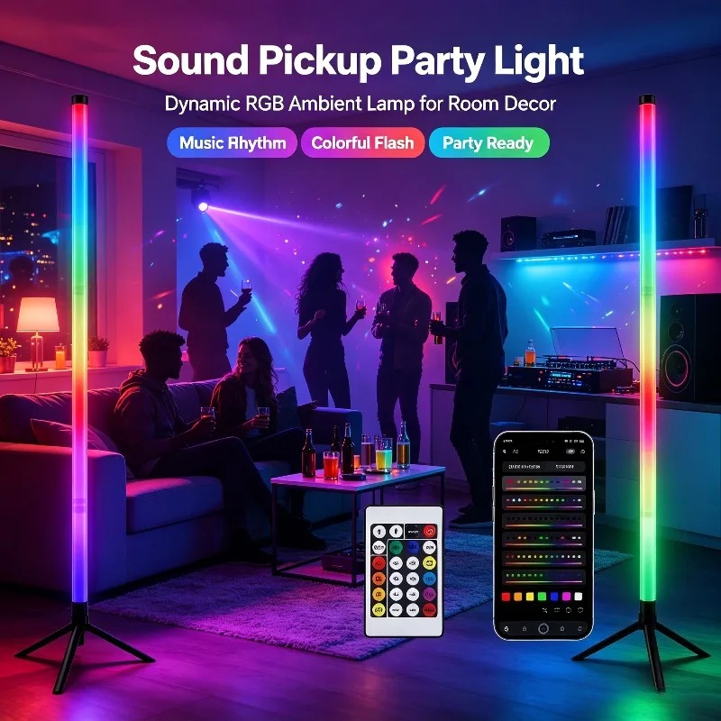 2PCS 120CM RGB Floor Lamp, Sou - Lighting Decor Room ulasan dan harga