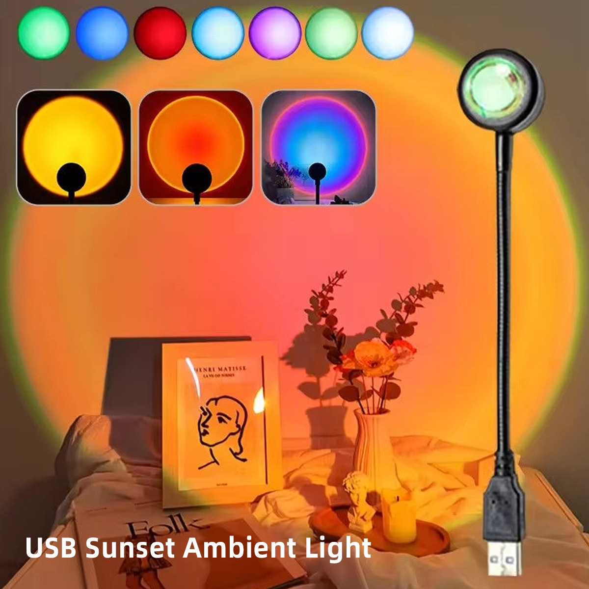 LED Rainbow Sunset Projection  - Sunset Lamp Projection ulasan dan harga