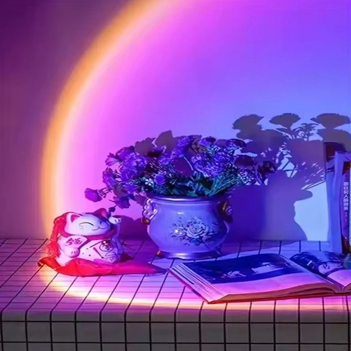 LED Rainbow Sunset Projection  - Sunset Lamp Projection ulasan dan harga